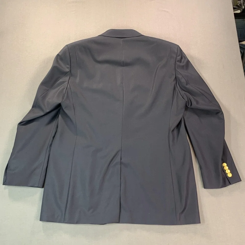 Lauren Ralph Lauren Blazer Mens 46L Navy 100% Wool Gold Button Sport Coat Jacket